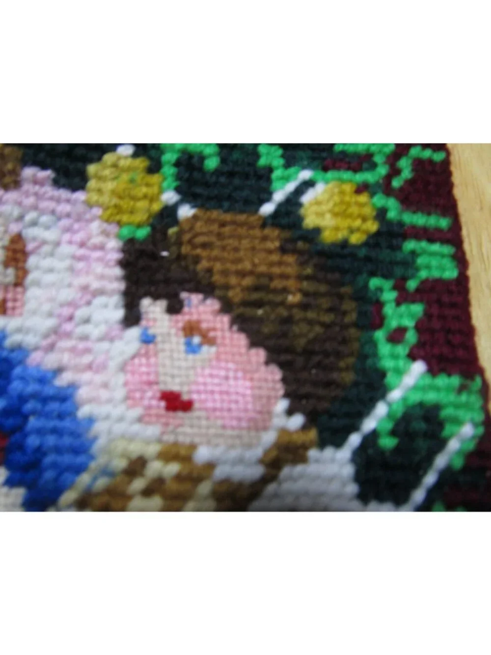 Vintage Christmas Needlepoint Stocking Victorian Children Toys  Red Back